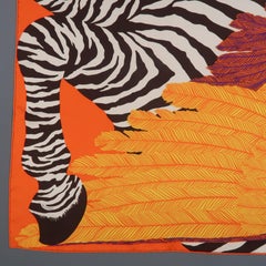 HERMES Orange Silk Zebra Pegasus Scarf