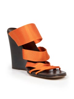 Hermès Orange Strappy Wedge Sandals Size IT 40