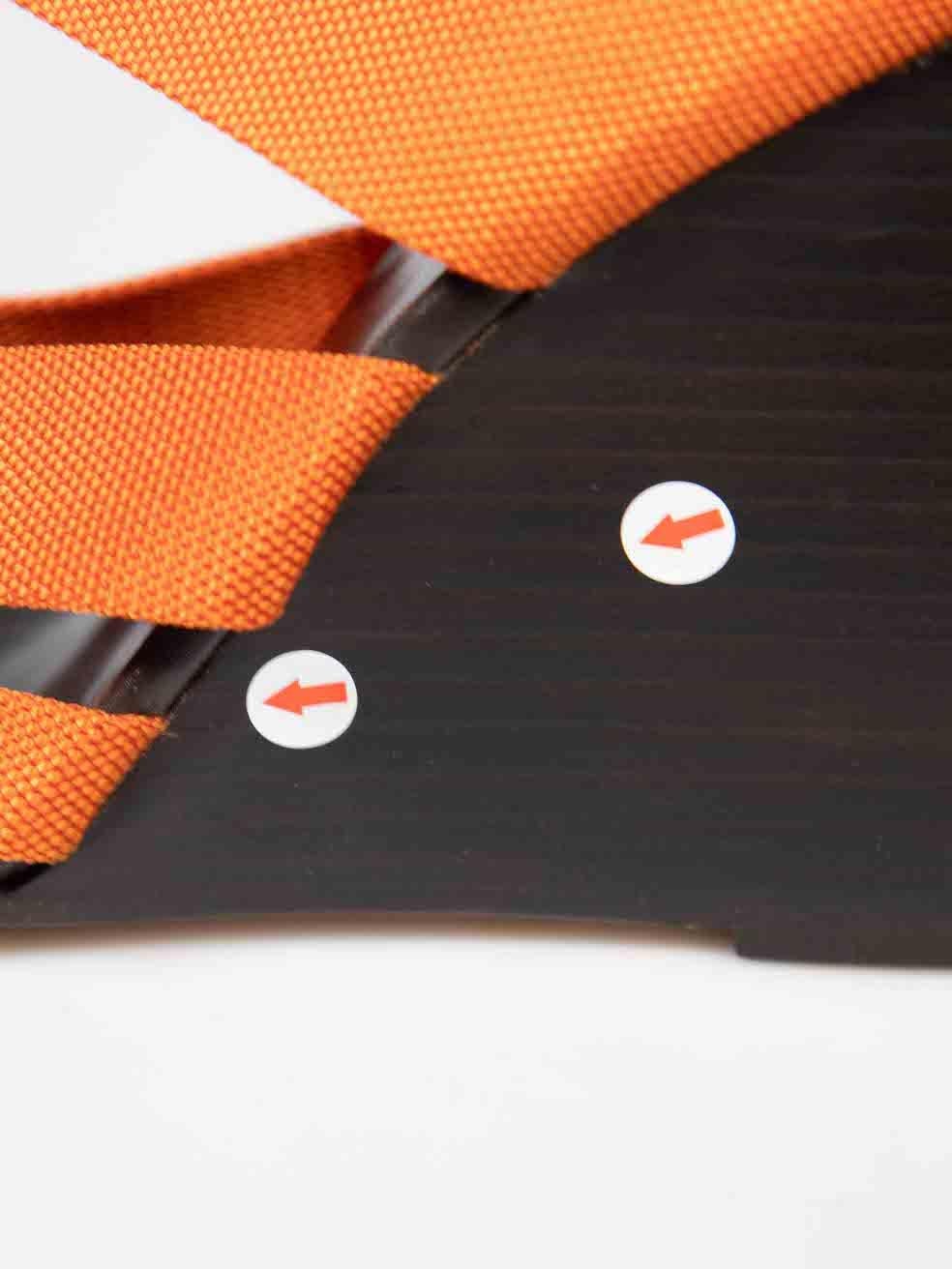Hermès Orange Strappy Wedge Sandals Size IT 40 1