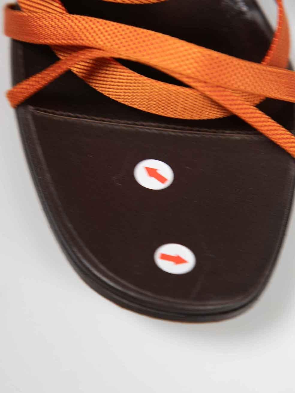 Hermès Orange Strappy Wedge Sandals Size IT 40 3