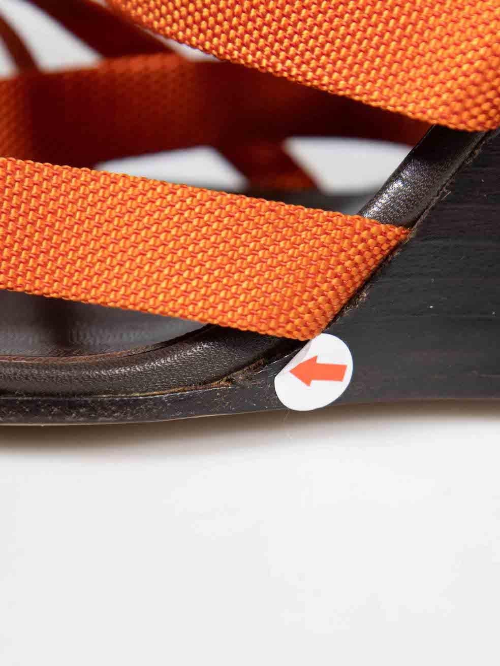 Hermès Orange Strappy Wedge Sandals Size IT 40 4