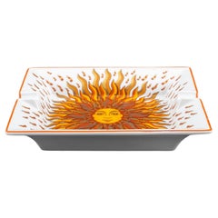Hermes Orange Sun Motif Porcelain Ashtray