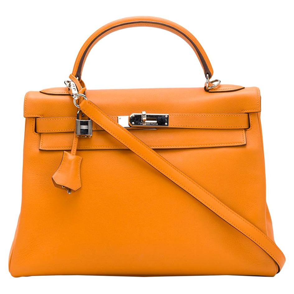 Hermès Orange Swift 32cm Kelly Bag
