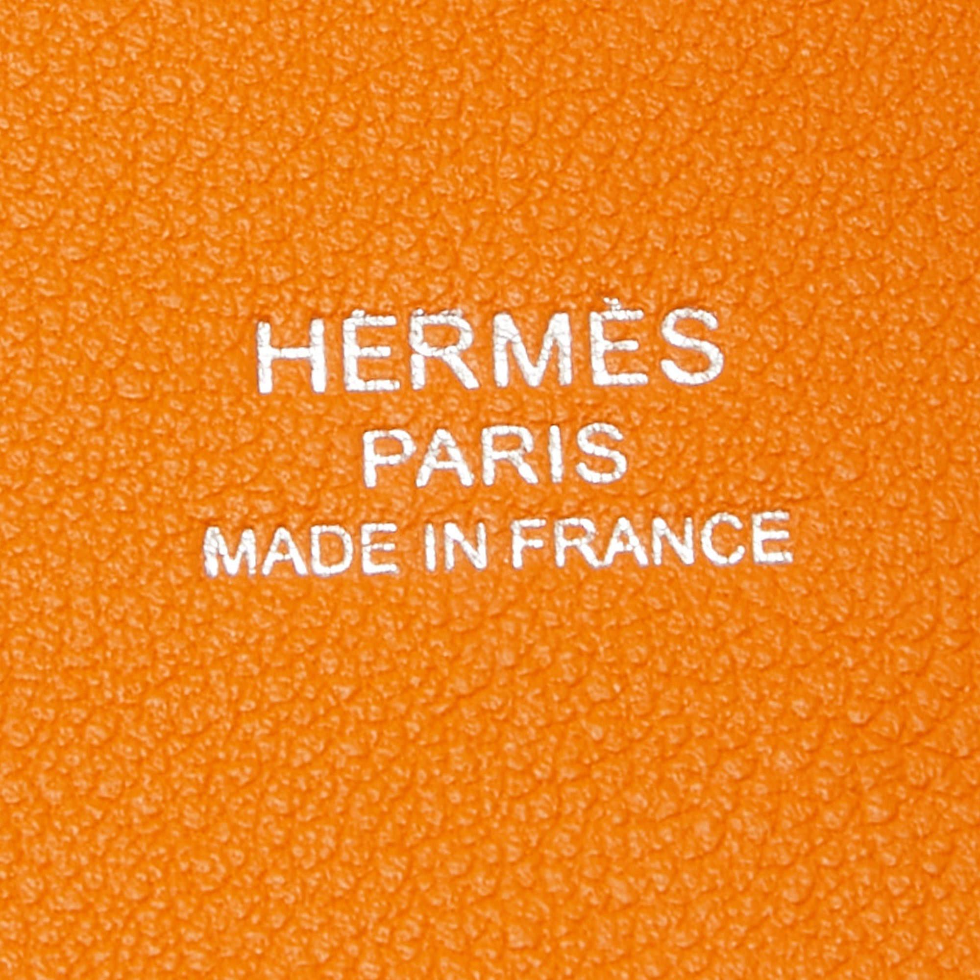 Hermes Orange Swift and Epsom Leather Kelly Pocket Bag Strap For Sale 1
