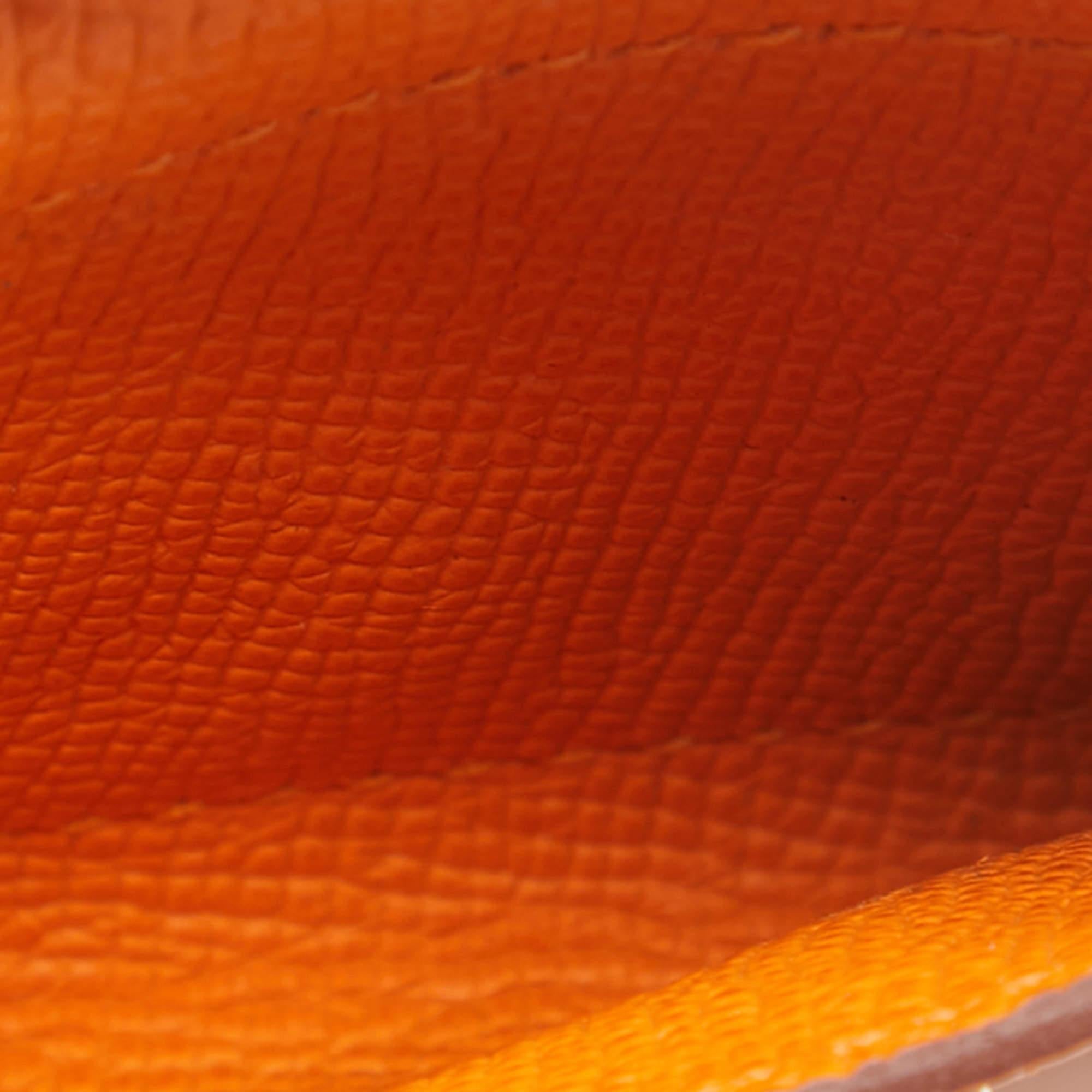 Hermes Orange Swift and Epsom Leather Kelly Pocket Bag Strap For Sale 2