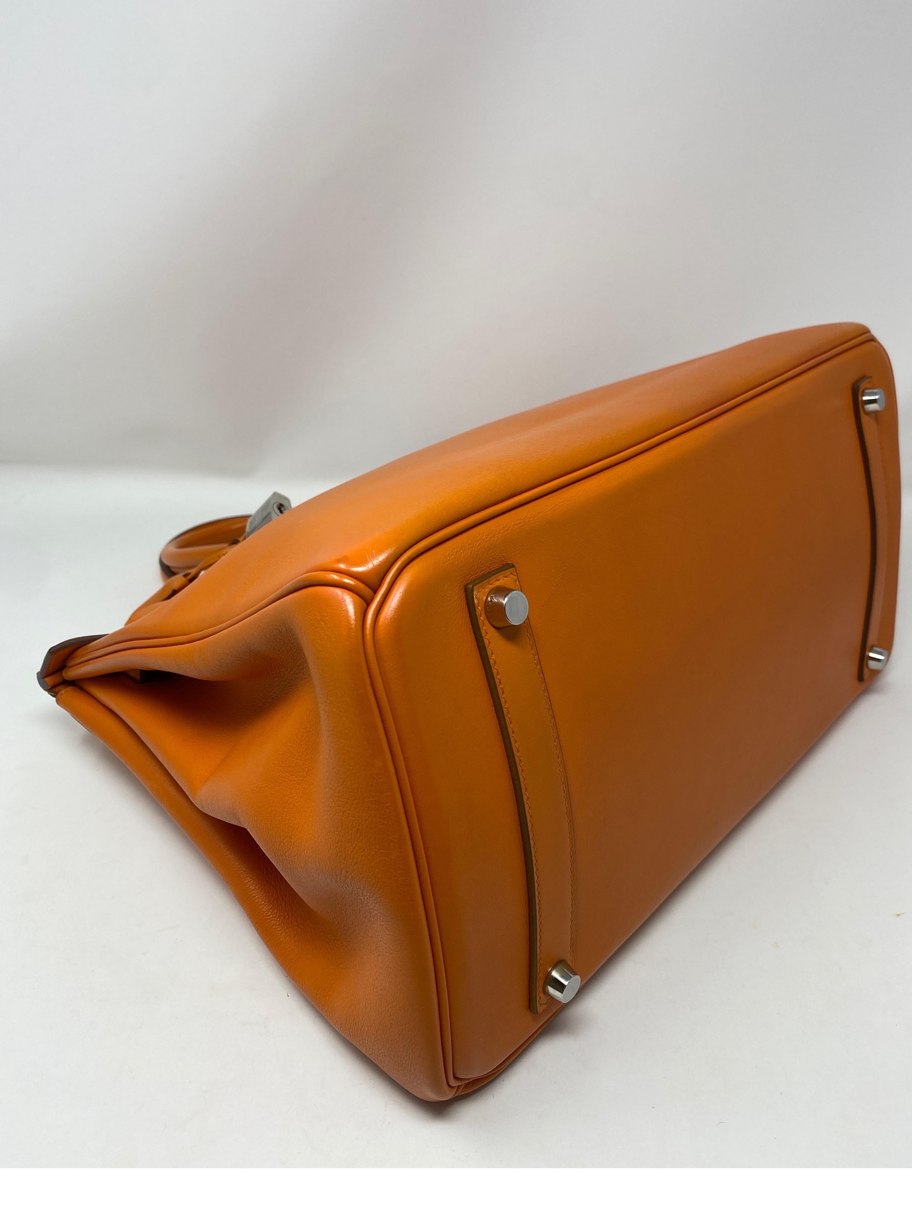 Hermes Orange Swift Birkin 35 Bag 6
