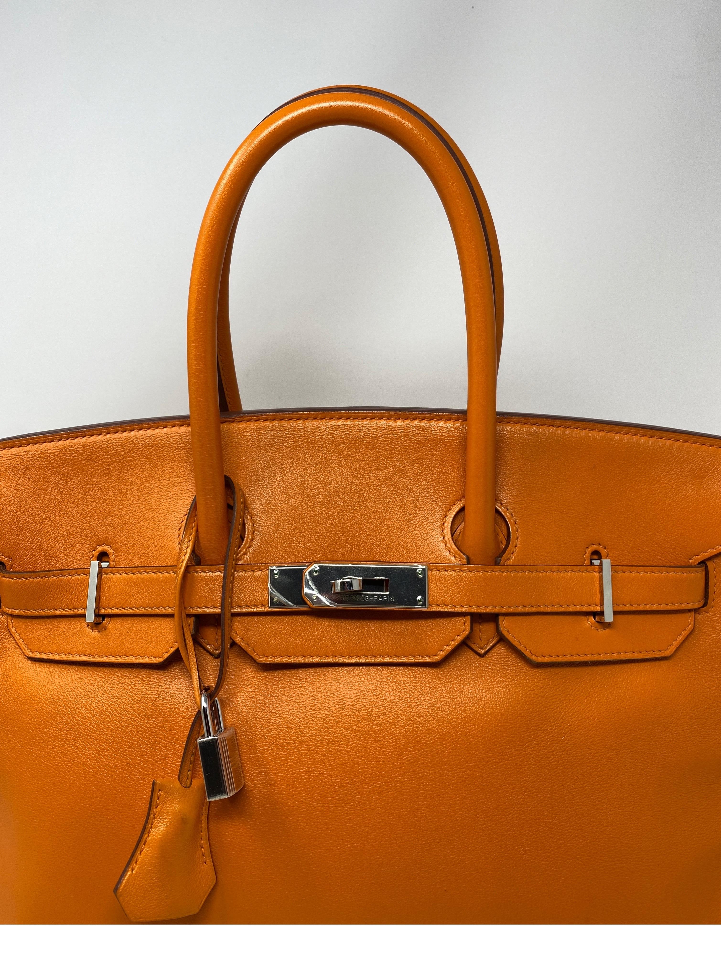 Hermes Orange Swift Birkin 35 Bag 9