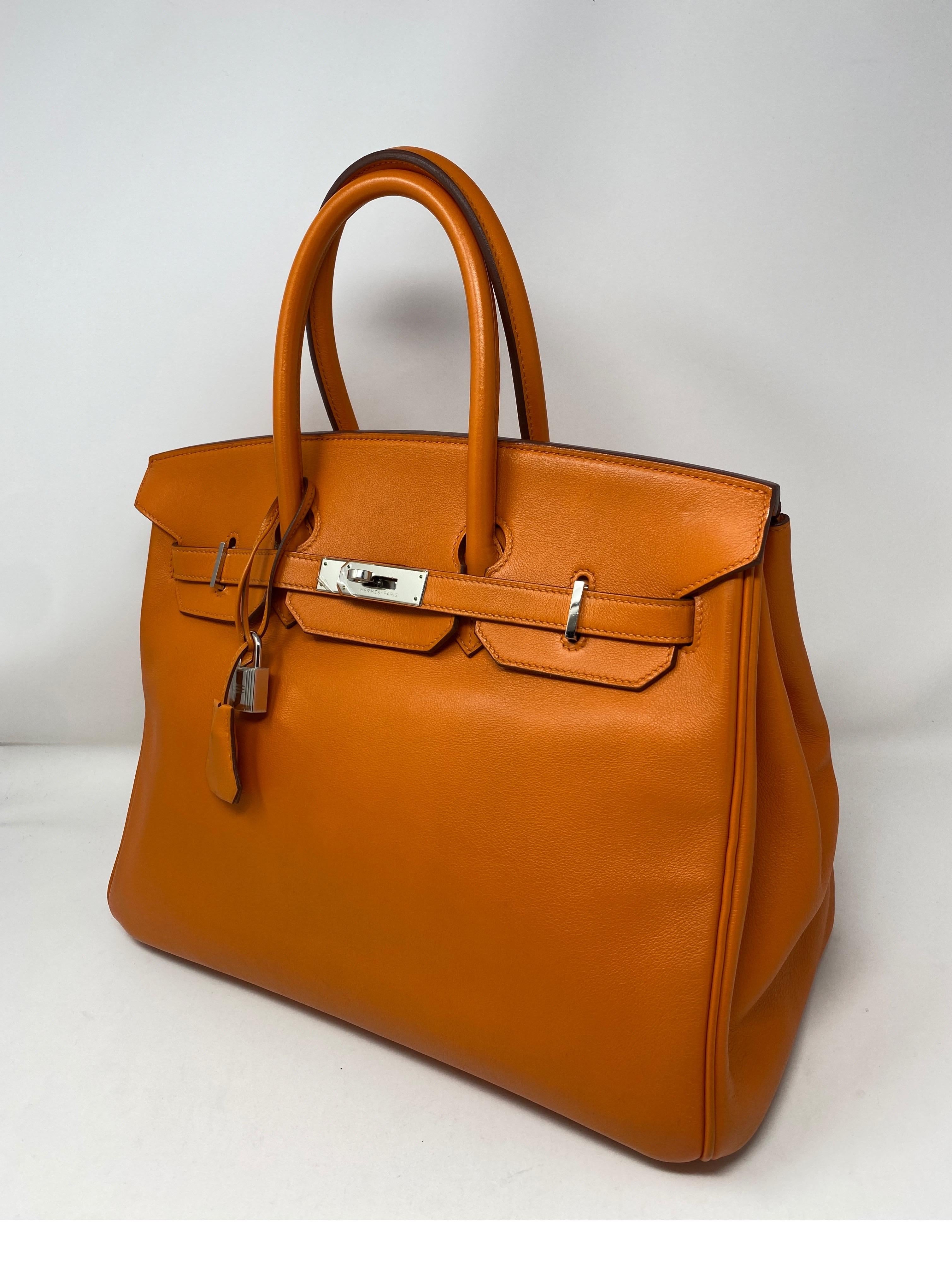 Hermes Orange Swift Birkin 35 Bag In Good Condition In Athens, GA