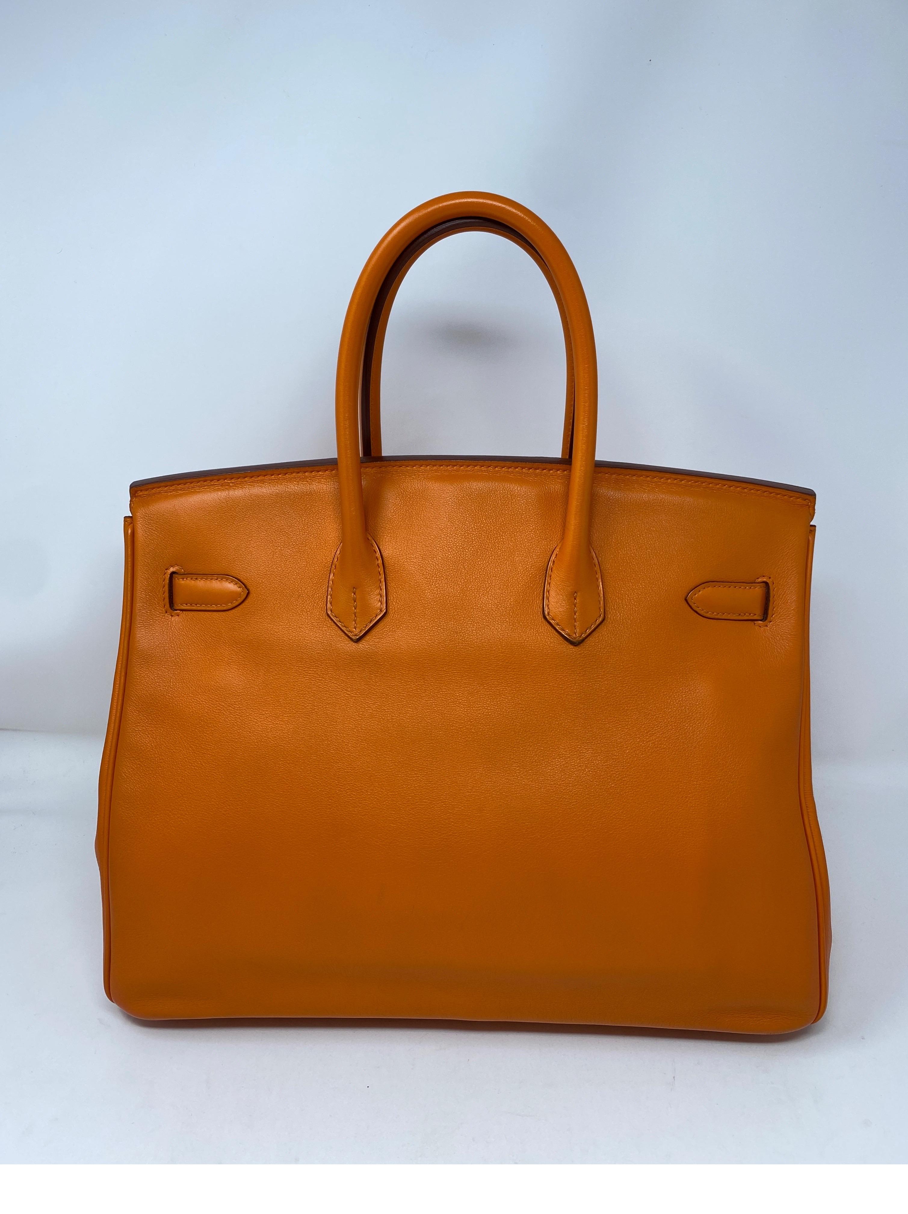 Hermes Orange Swift Birkin 35 Bag 1