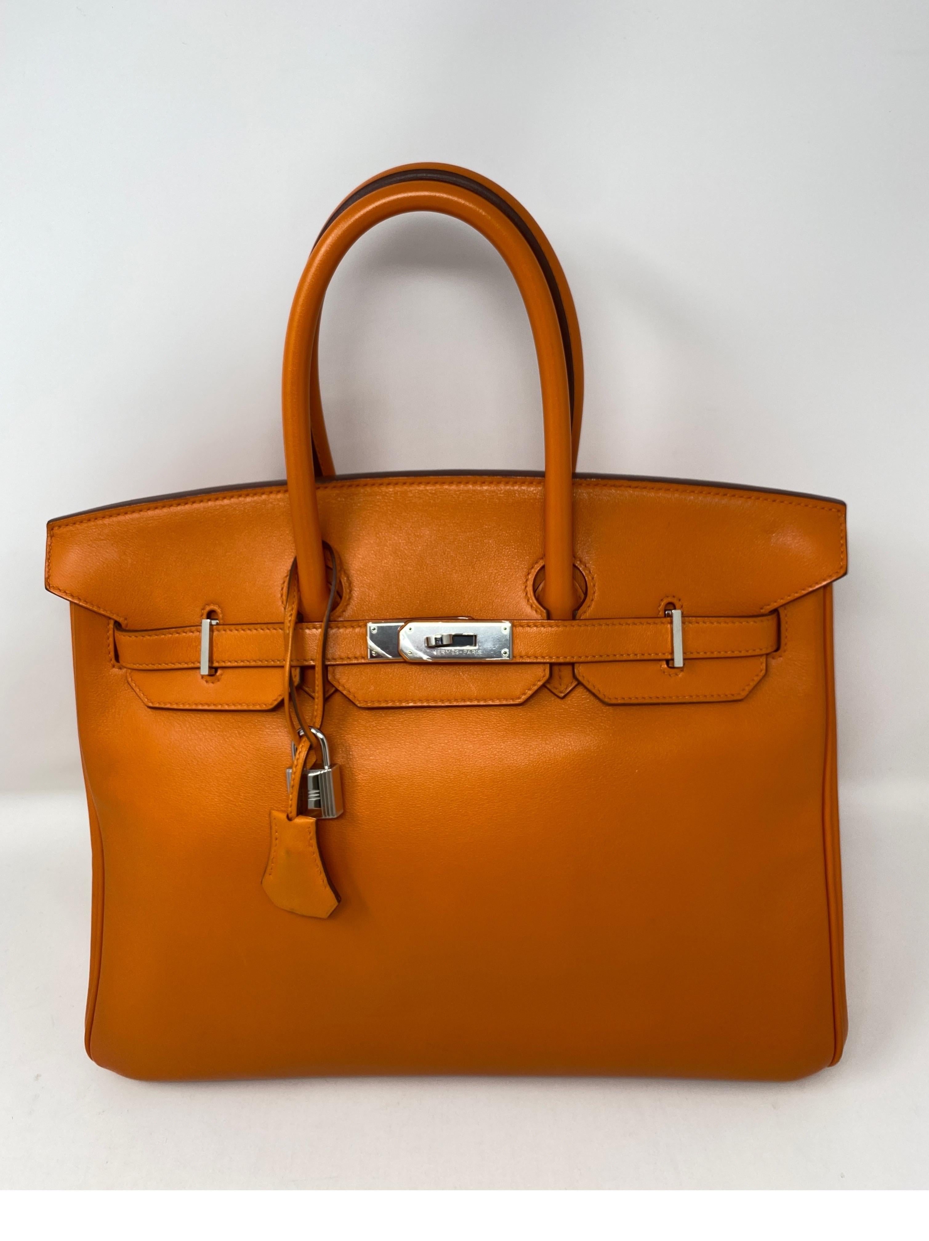 Hermes Orange Swift Birkin 35 Bag 4