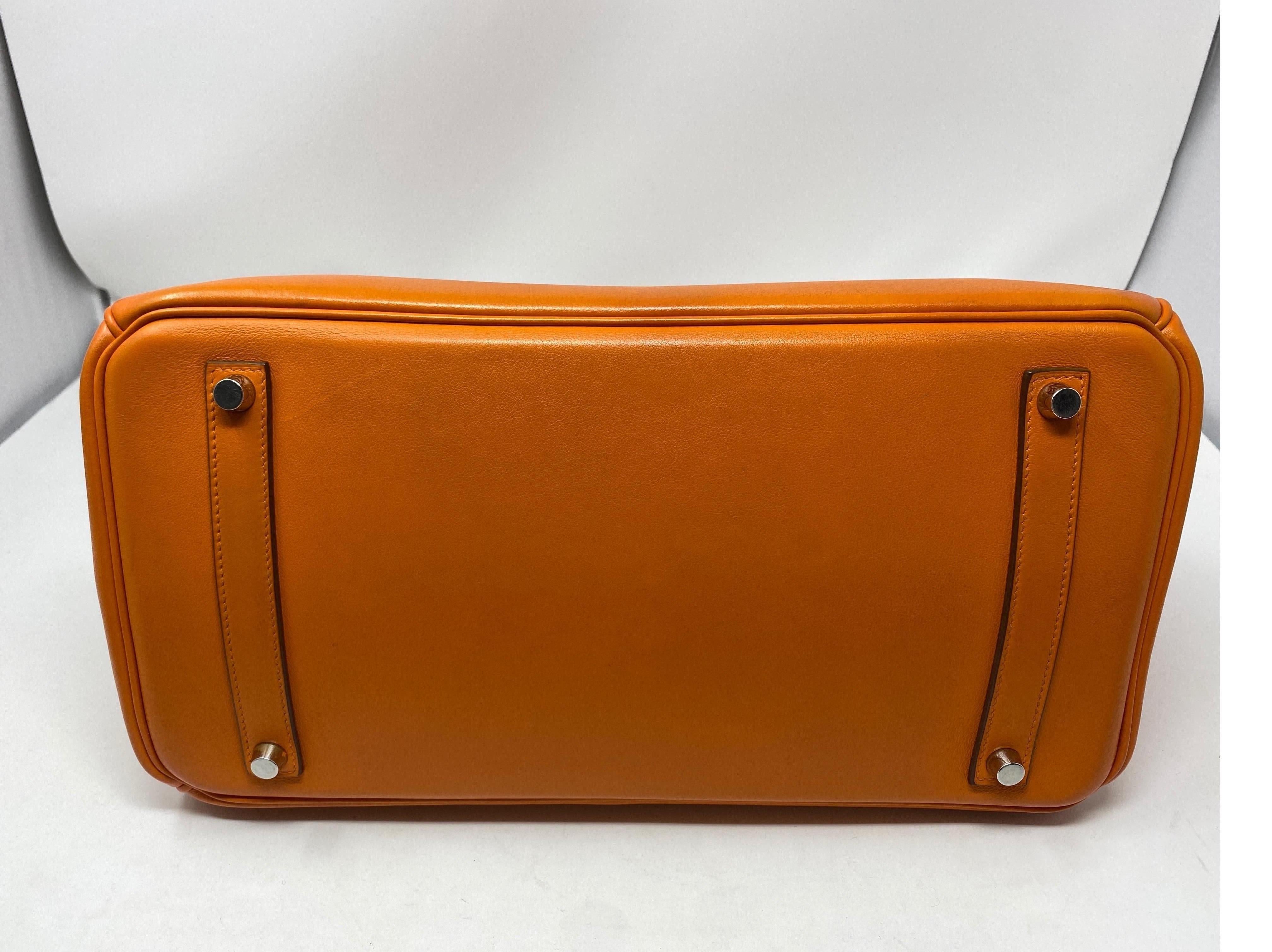 Hermes Orange Swift Birkin 35 Bag 5