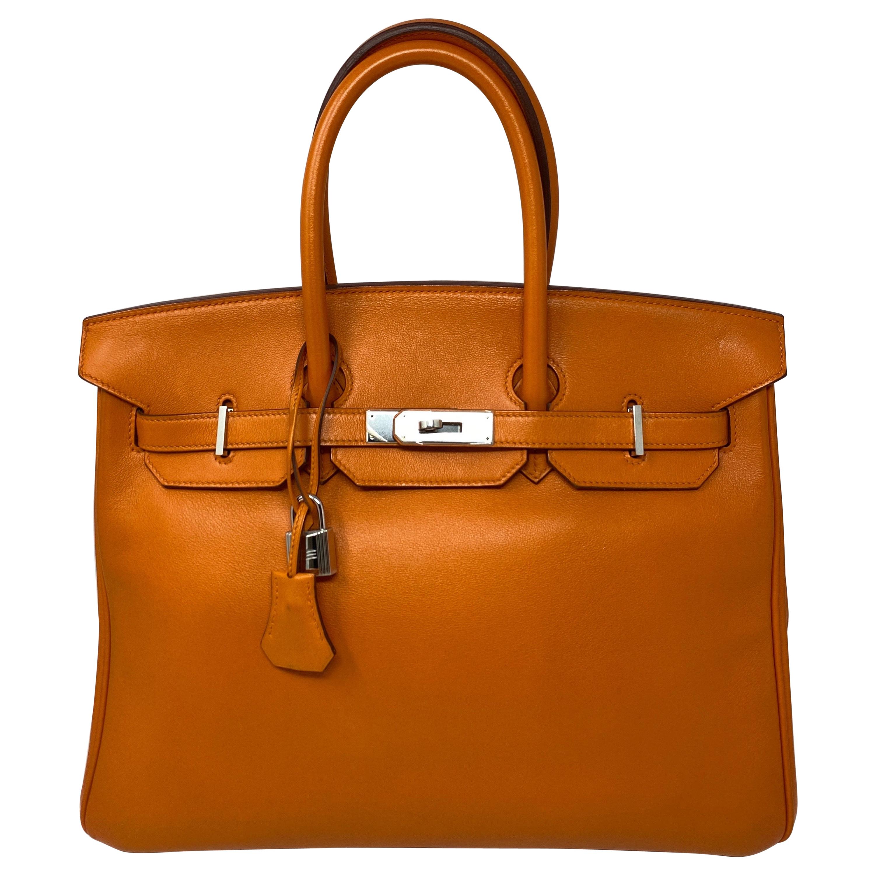 Hermes Orange Swift Birkin 35 Bag