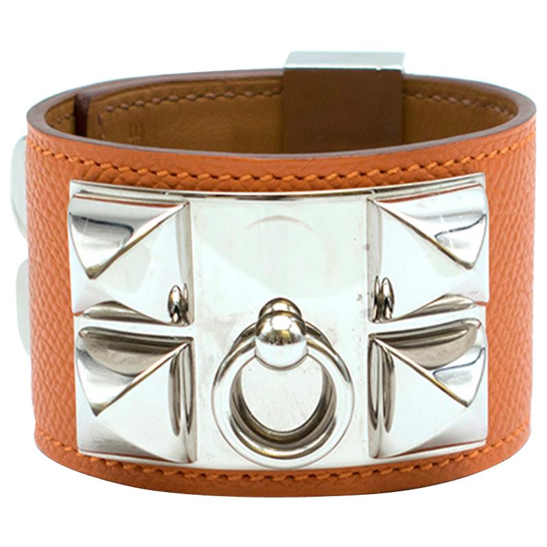 Hermes Orange Swift Collier de Chien CDC Bracelet	