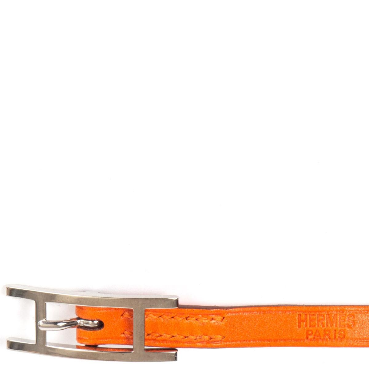 Women's or Men's HERMES orange swift leather 'Hapi 4' Bracelet