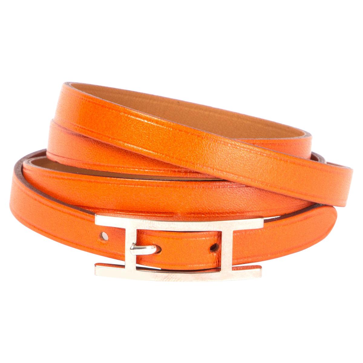 HERMES orange swift leather 'Hapi 4' Bracelet
