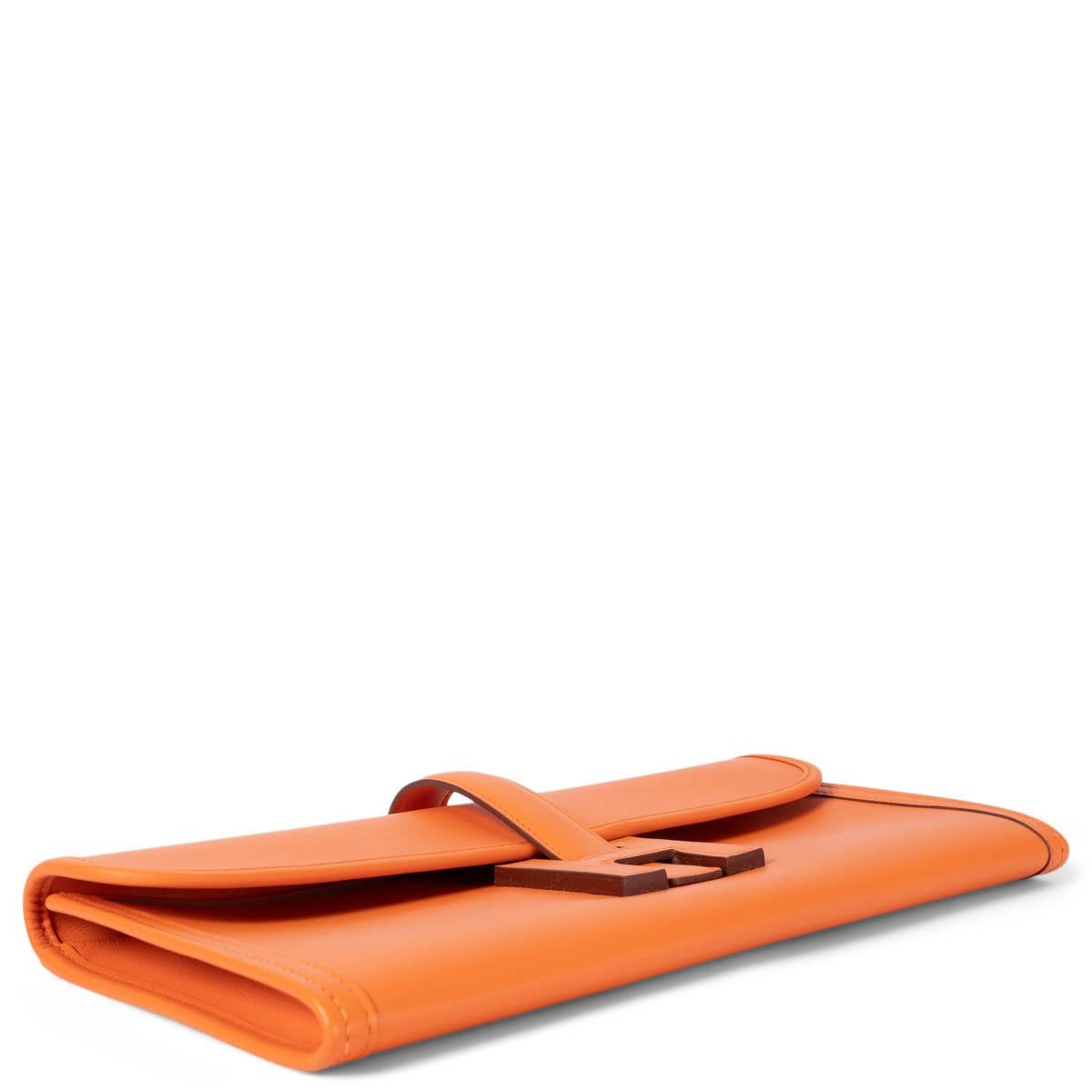 Women's HERMES orange Swift leather JIGE 29 Clutch Bag For Sale
