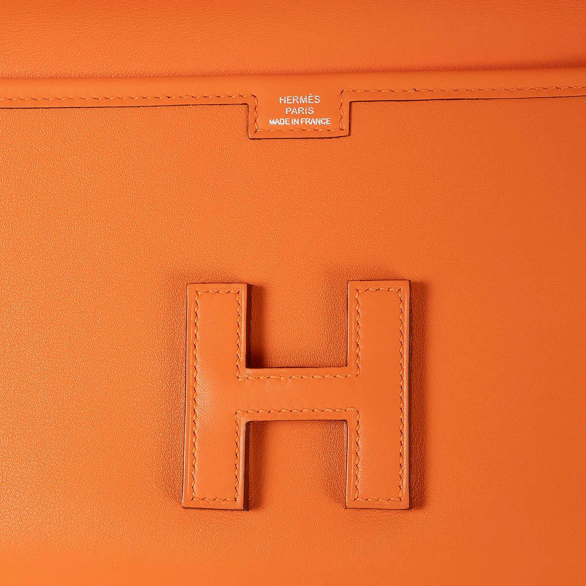 HERMES orange Swift leather JIGE 29 Clutch Bag For Sale 1