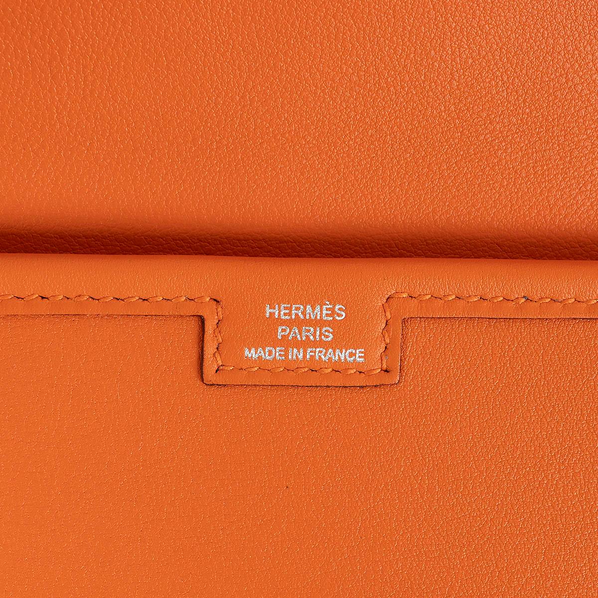 HERMES orange Swift leather JIGE 29 Clutch Bag For Sale 2