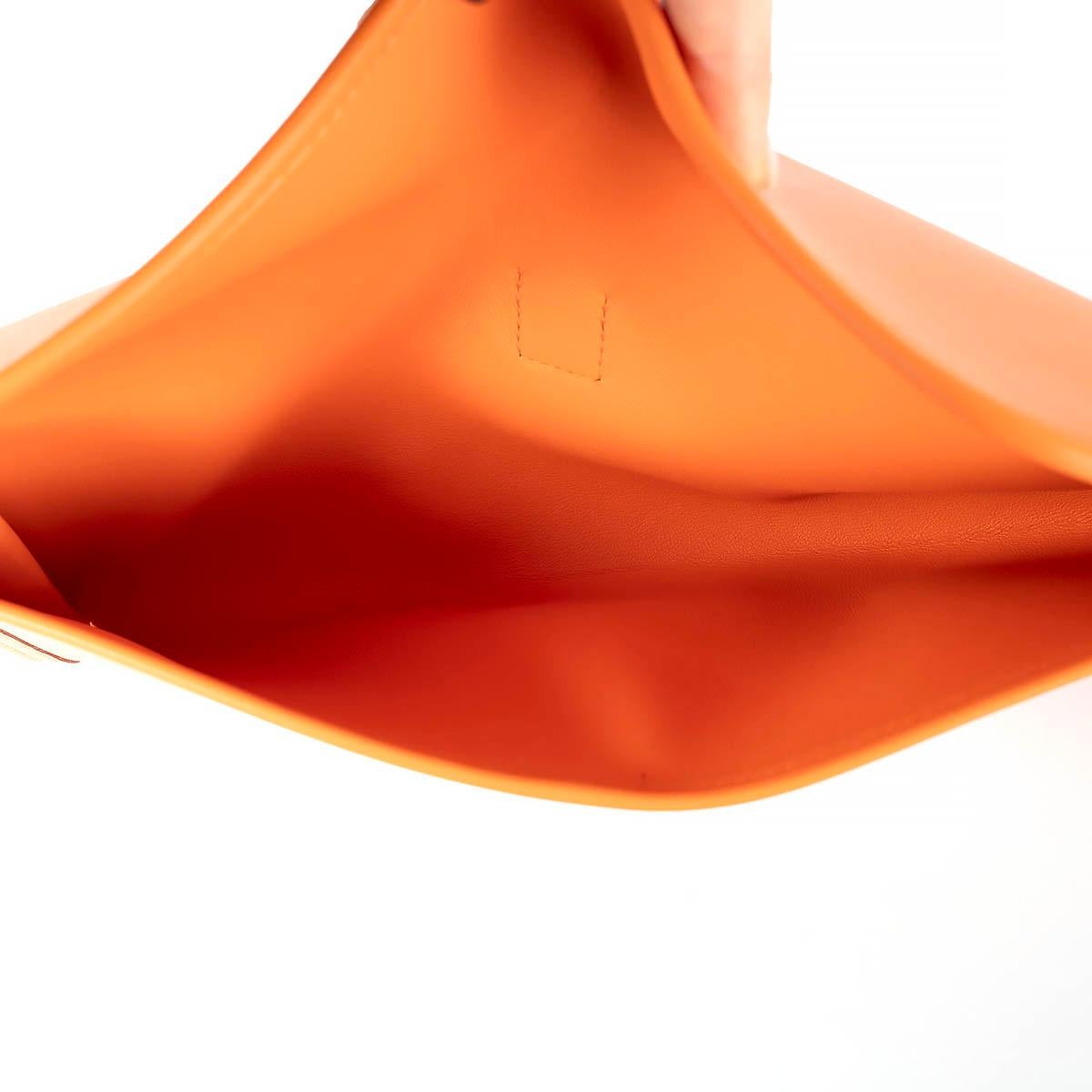 HERMES orange Swift leather JIGE 29 Clutch Bag For Sale 3