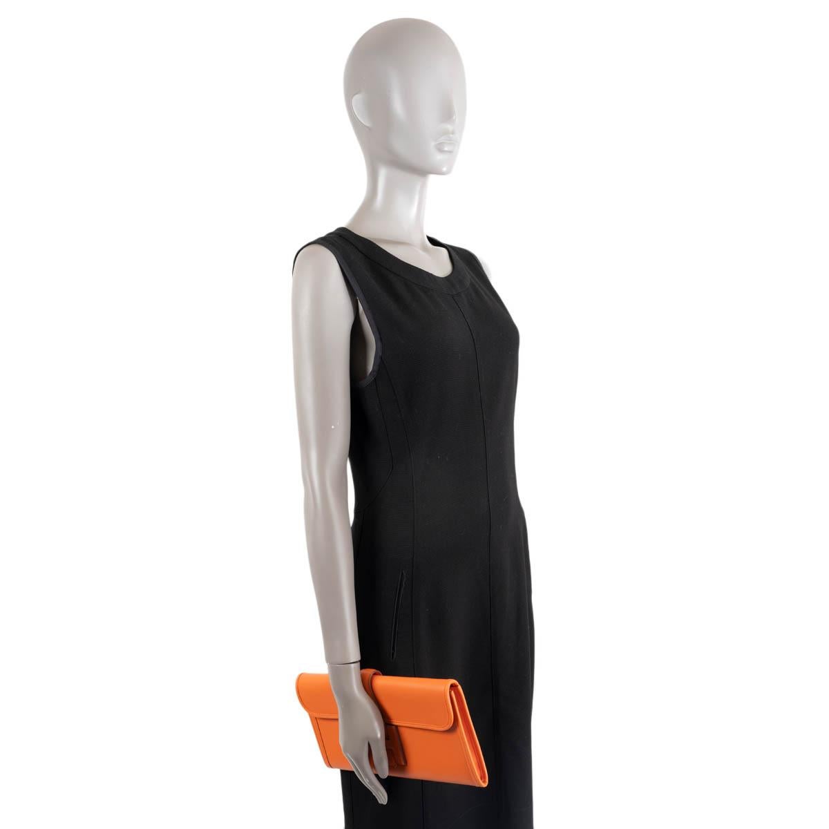 HERMES orange Swift leather JIGE 29 Clutch Bag For Sale 5