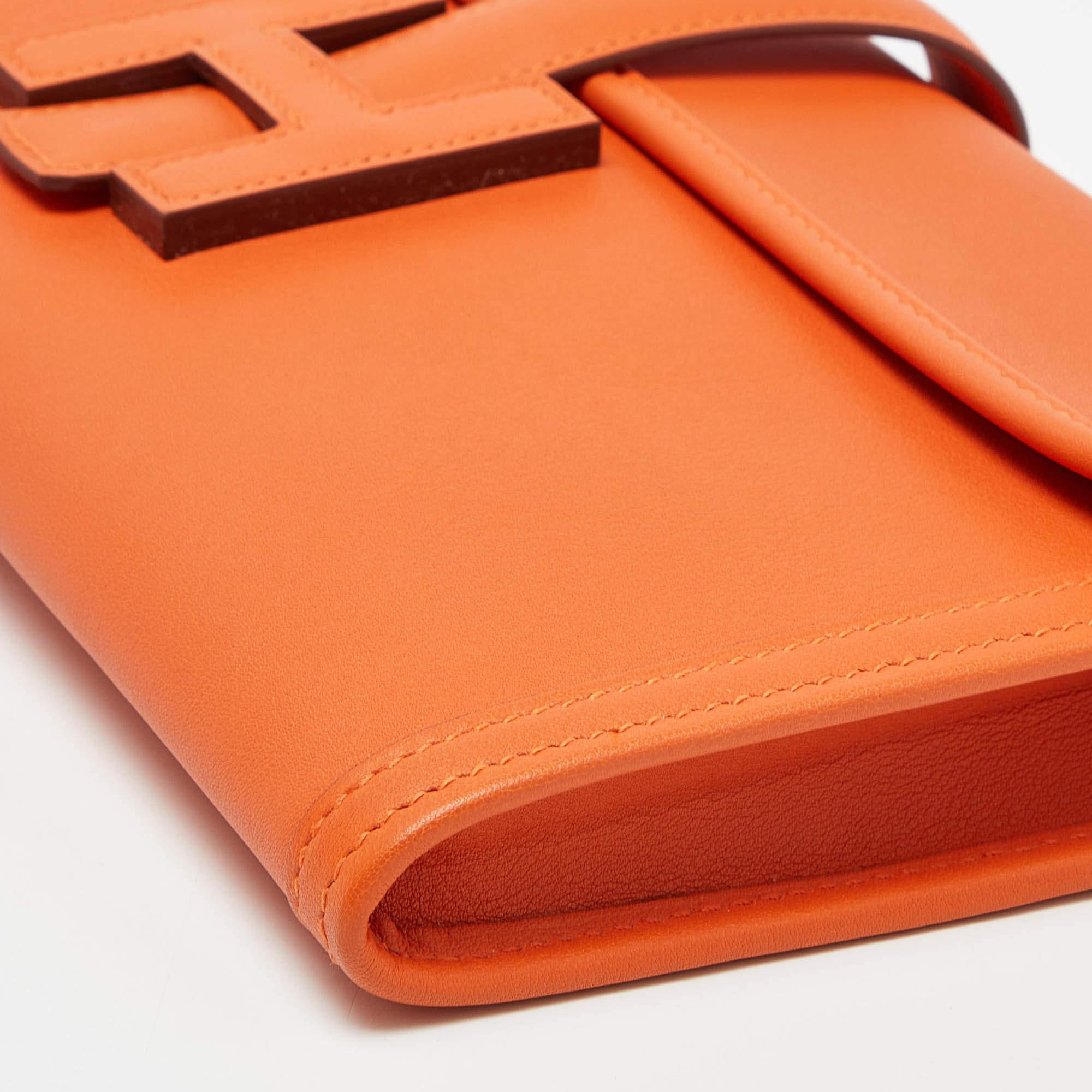 Hermès Orange Swift Leather Jige Elan 29 Clutch 7