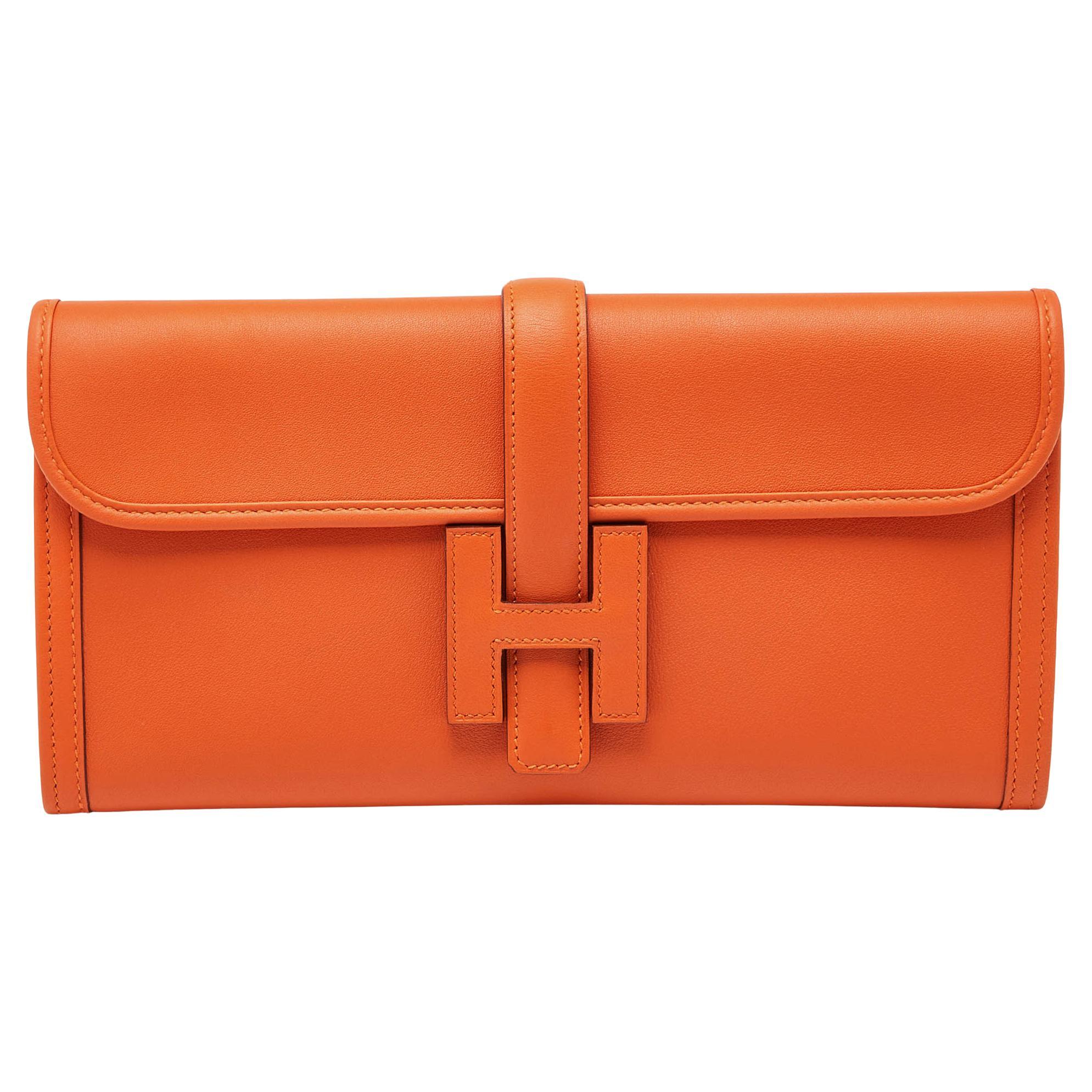 Hermès - Pochette Jige Elan 29 en cuir Swift orange