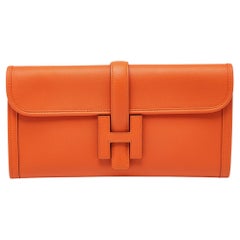 Hermès Orange Swift Leather Jige Elan 29 Clutch