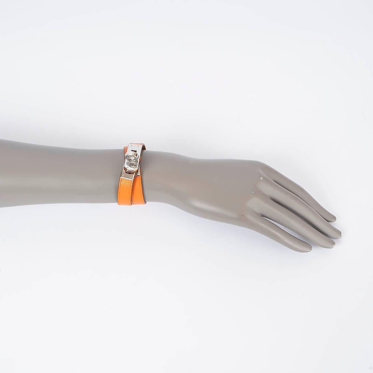 HERMES orange Swift leather KELLY DOUBLE TOUR Bracelet  1