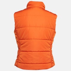 Hermès Orange Synthetic Sleeveless Quilted Vest M
