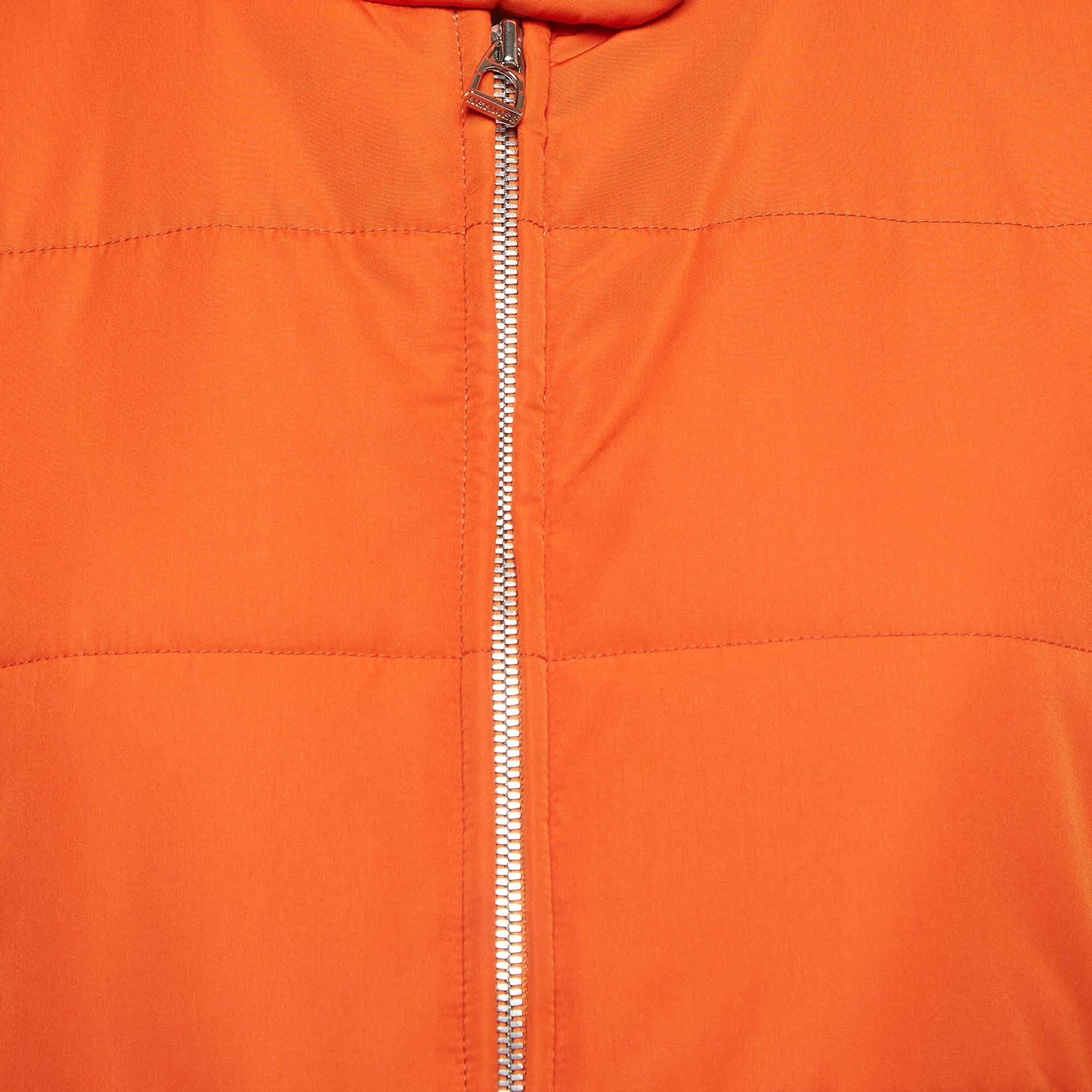 Hermès Orange Synthetic Sleeveless Quilted Vest M For Sale 1