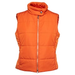 Used Hermès Orange Synthetic Sleeveless Quilted Vest M