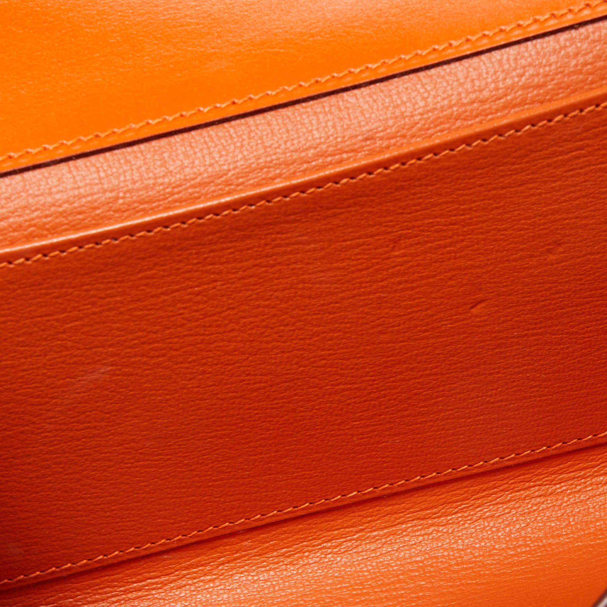 Hermes Orange Tadelakt Leather Medor 23 Clutch 7