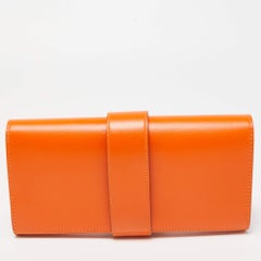 Hermes Orange Tadelakt Leather Medor 23 Clutch