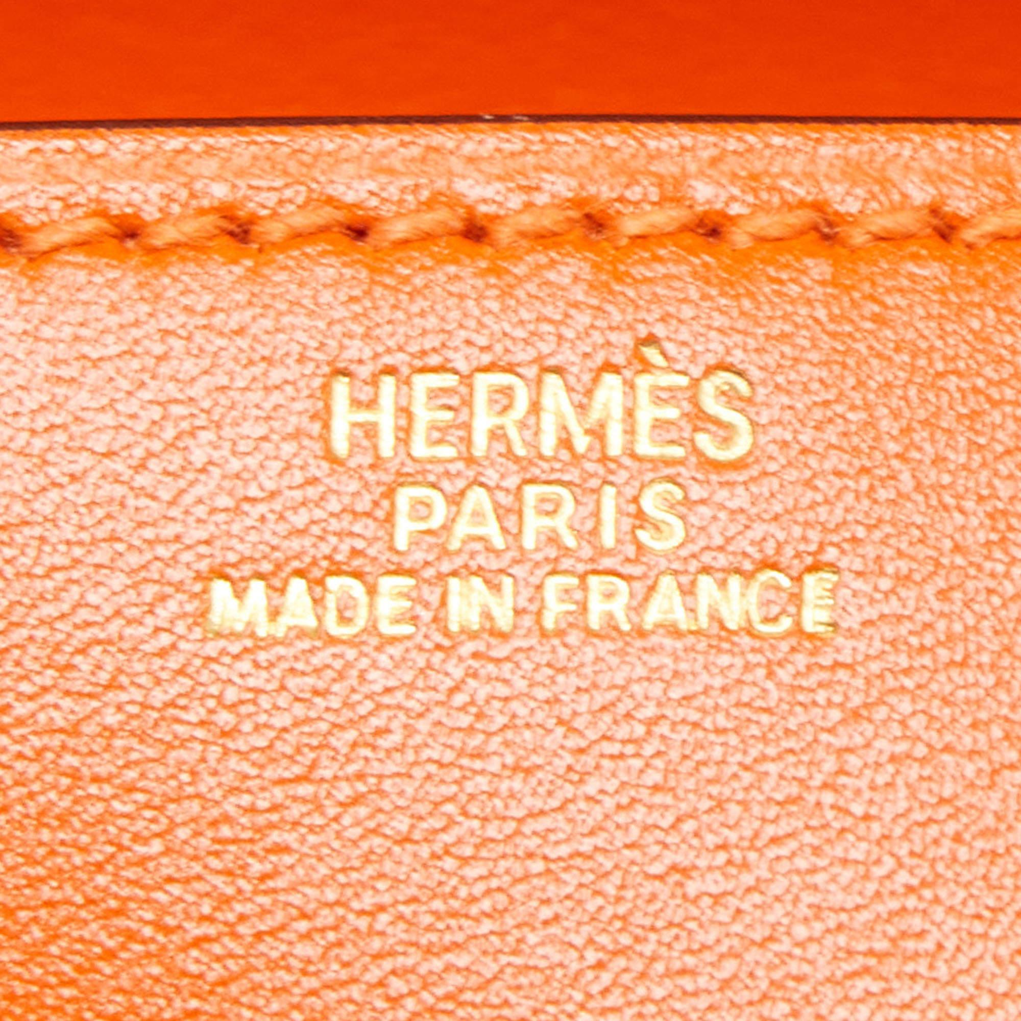 Hermes Orange Tadelakt Leather Medor 23 Clutch 4