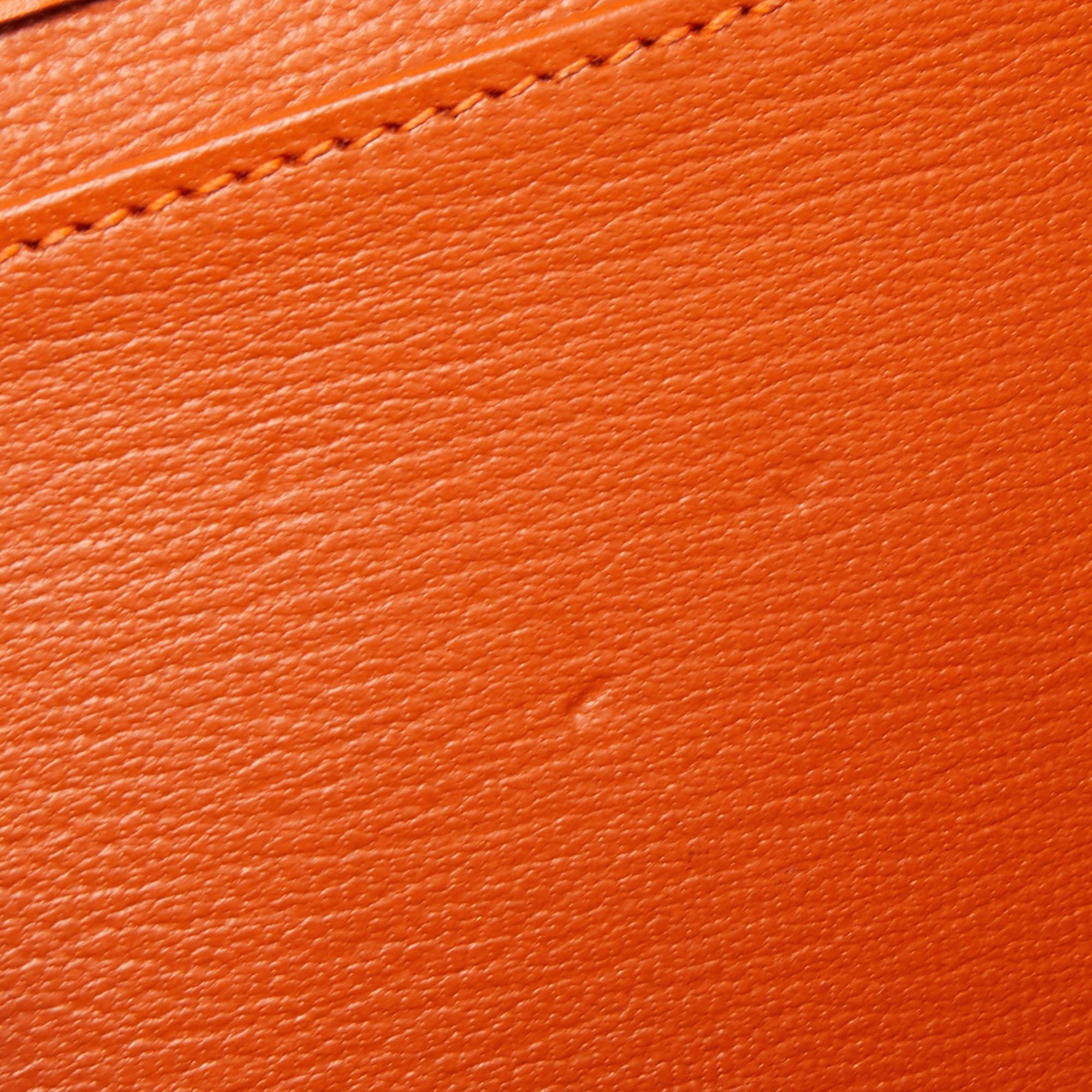Hermes Orange Tadelakt Leather Medor 23 Clutch 5
