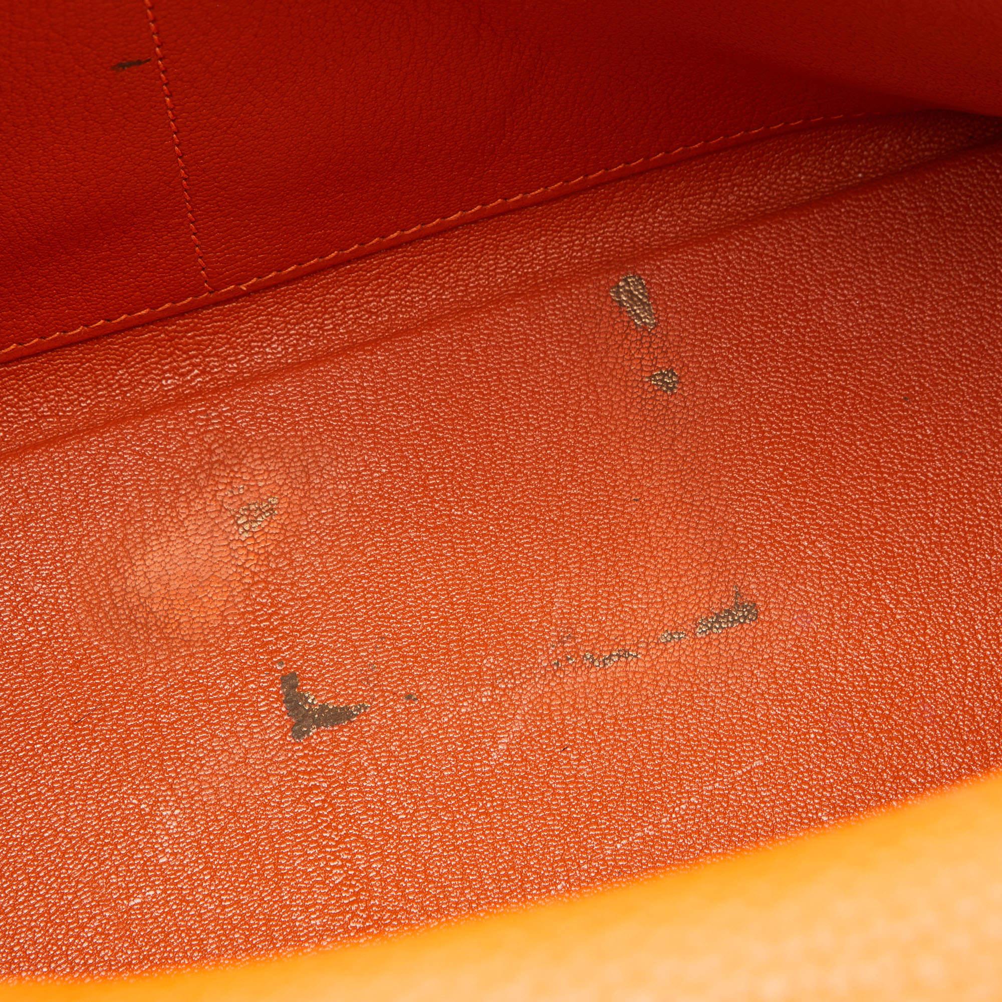 Hermes Orange Taurillion Clemence Leather Palladium Finish Kelly Retourne 32 Bag 7