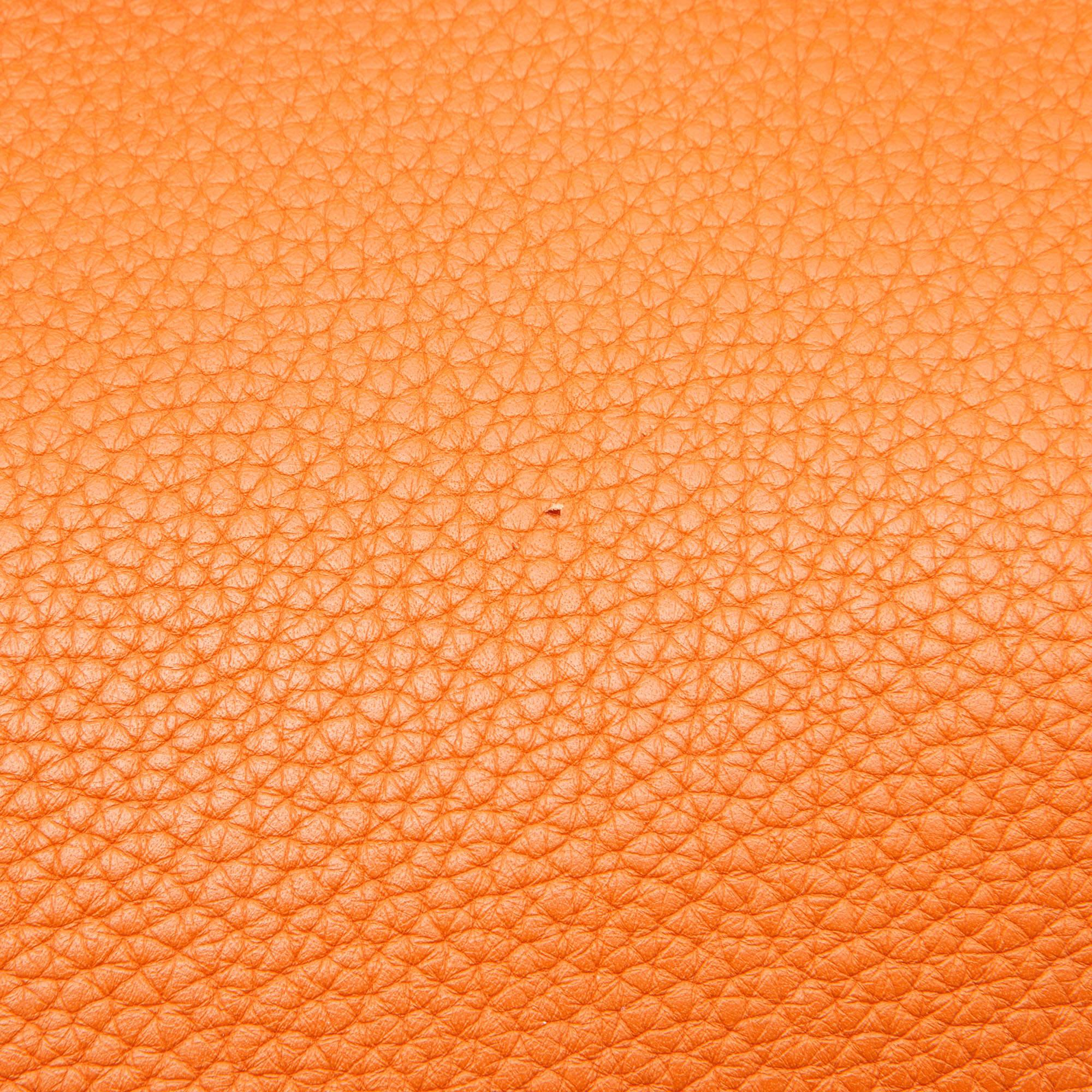 Hermes Orange Taurillion Clemence Leather Palladium Finish Kelly Retourne 32 Bag 5