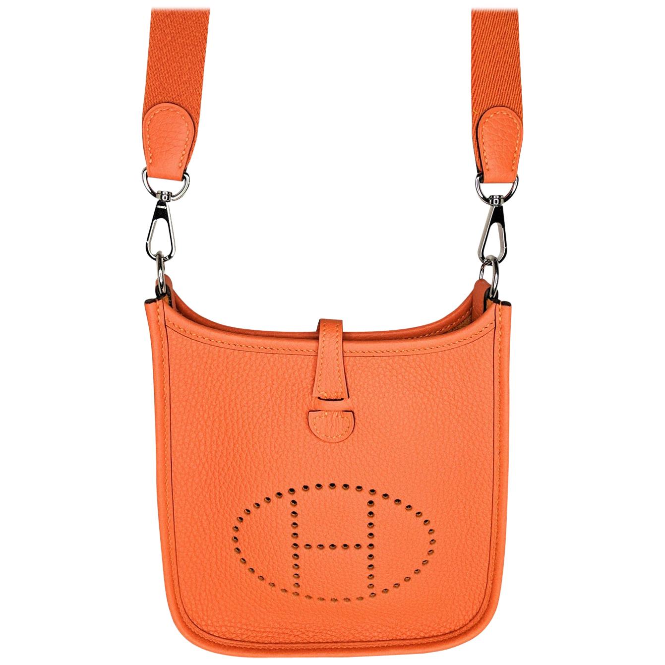 Hermès Orange Taurillon Clemence Evelyne TPM Crossbody