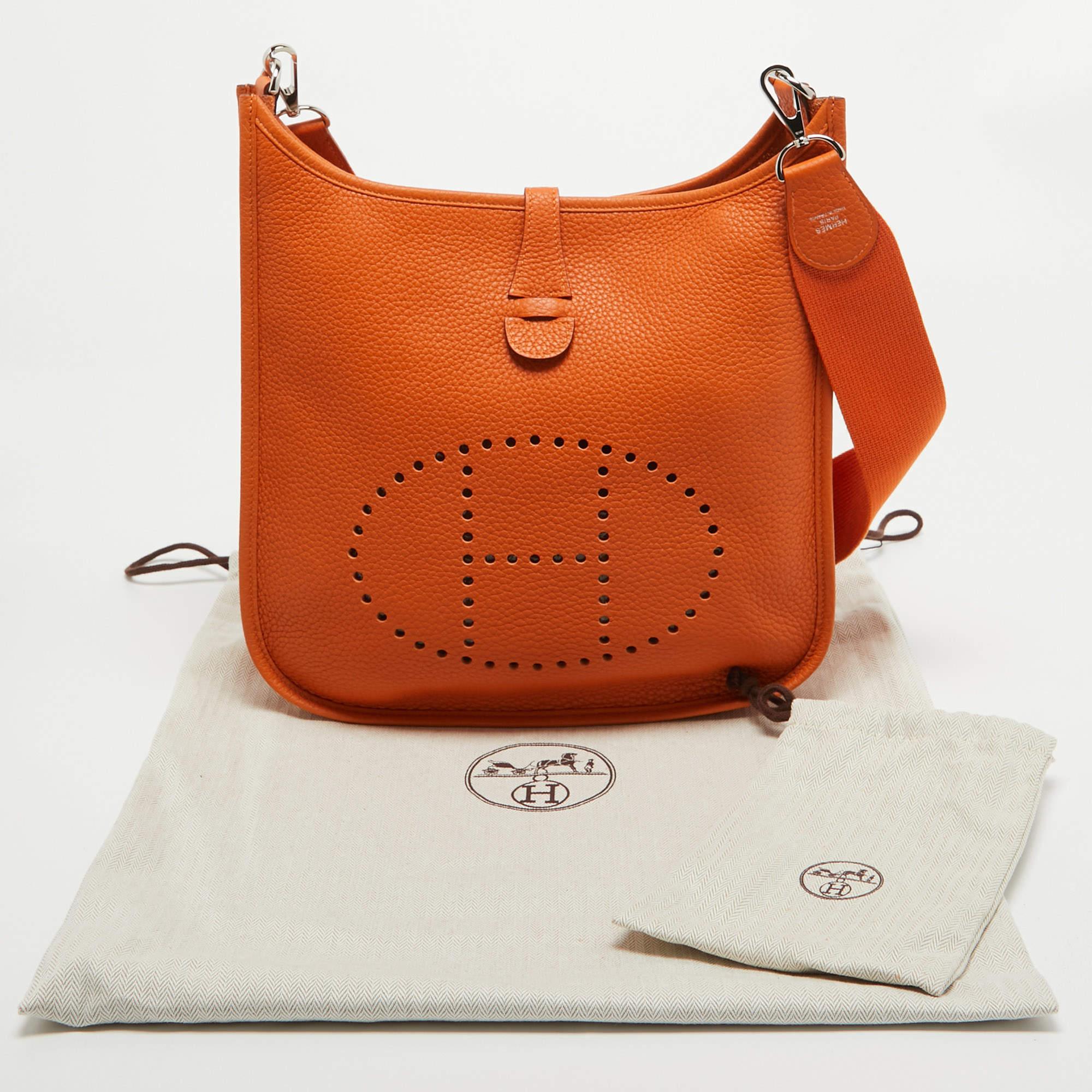 Hermes Orange Taurillon Clemence Leather Evelyne III PM Bag 2