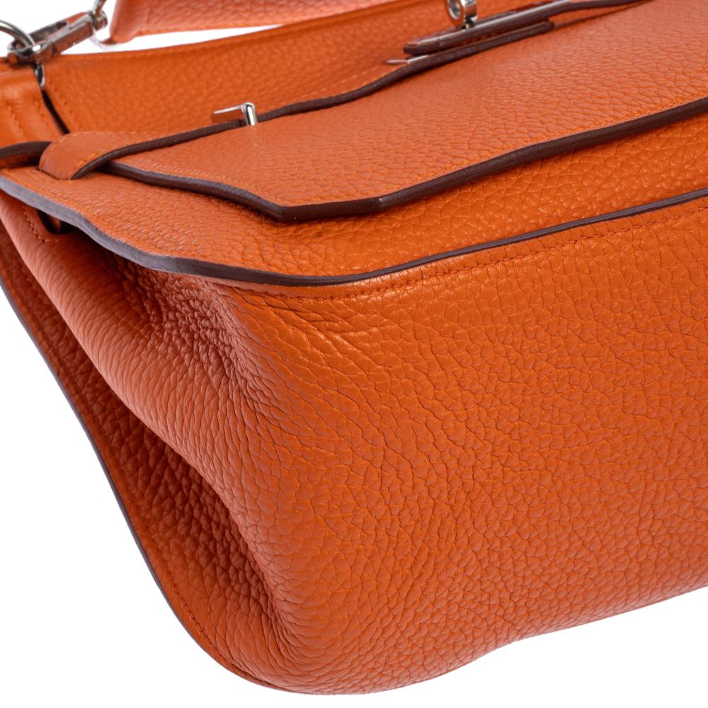 Hermes Orange Taurillon Clemence Leather Jypsiere 28 Bag In Good Condition In Dubai, Al Qouz 2
