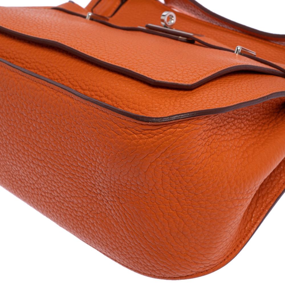 Women's Hermes Orange Taurillon Clemence Leather Jypsiere 28 Bag