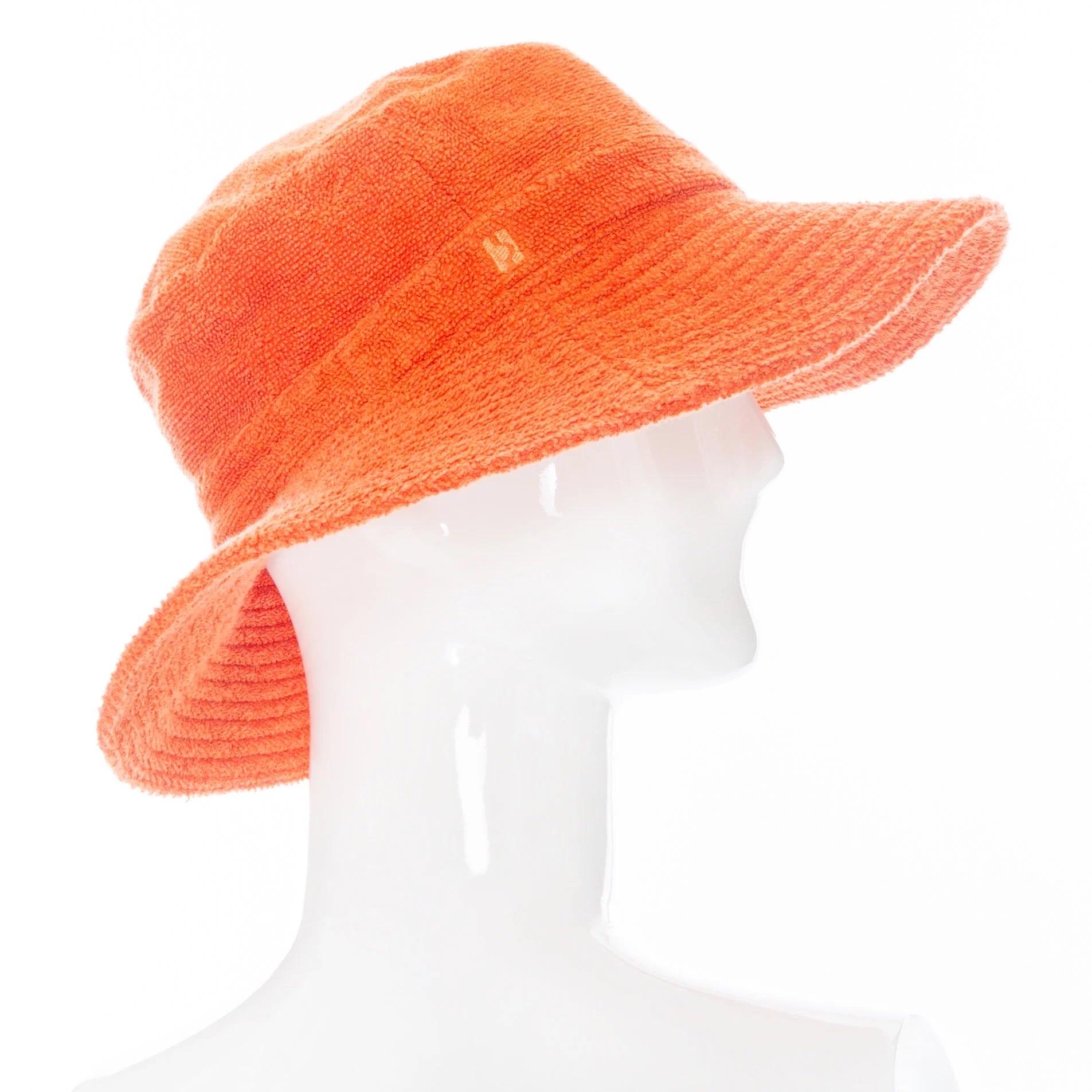 Women's or Men's Hermès Orange Terry Cloth Wide Brim Bucket Hat