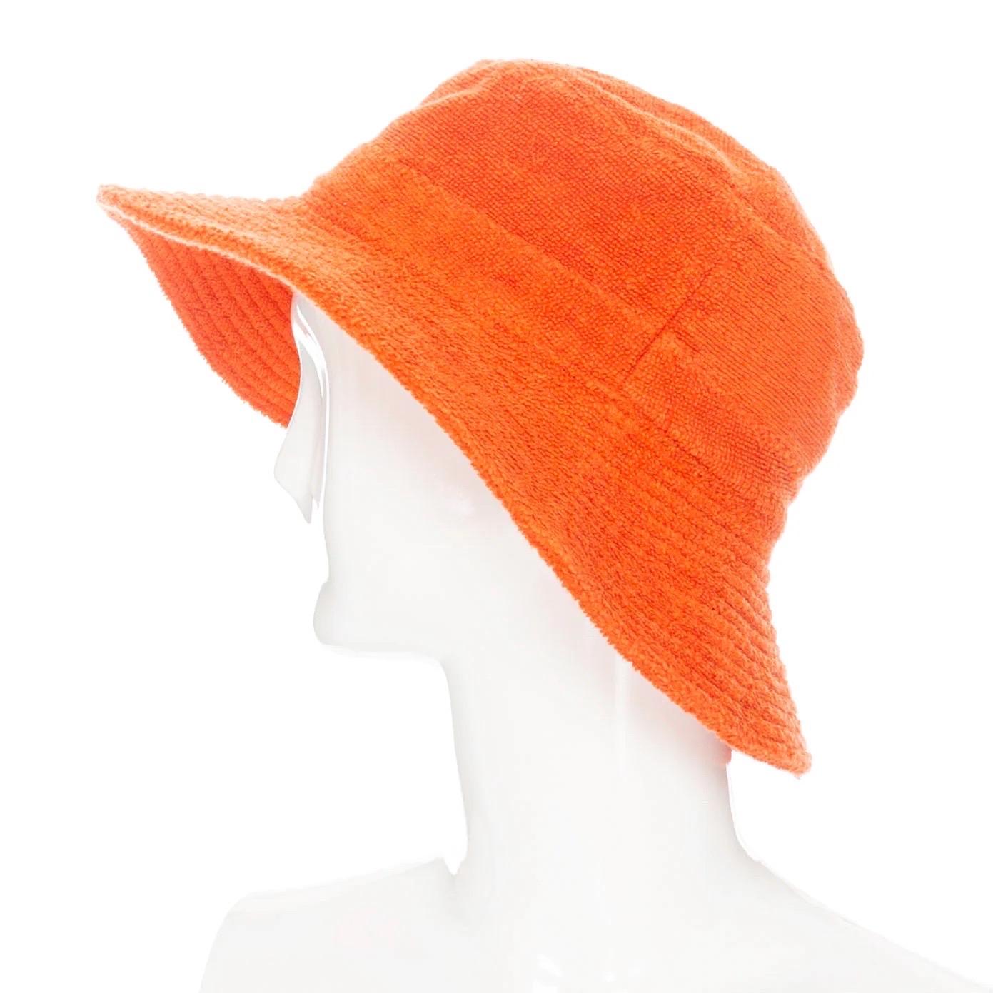 Hermès Orange Terry Cloth Wide Brim Bucket Hat 1