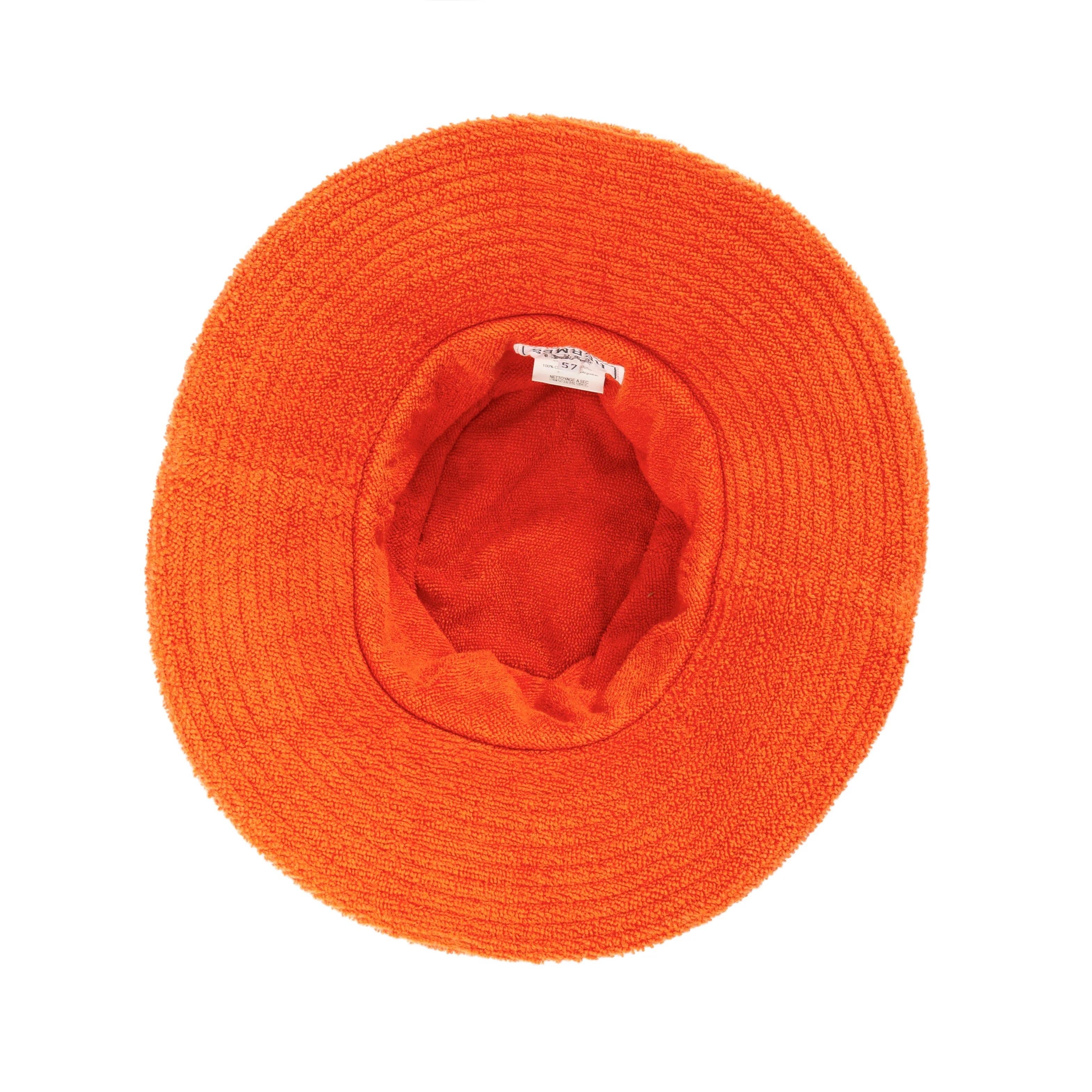 Hermès Orange Terry Cloth Wide Brim Bucket Hat 2