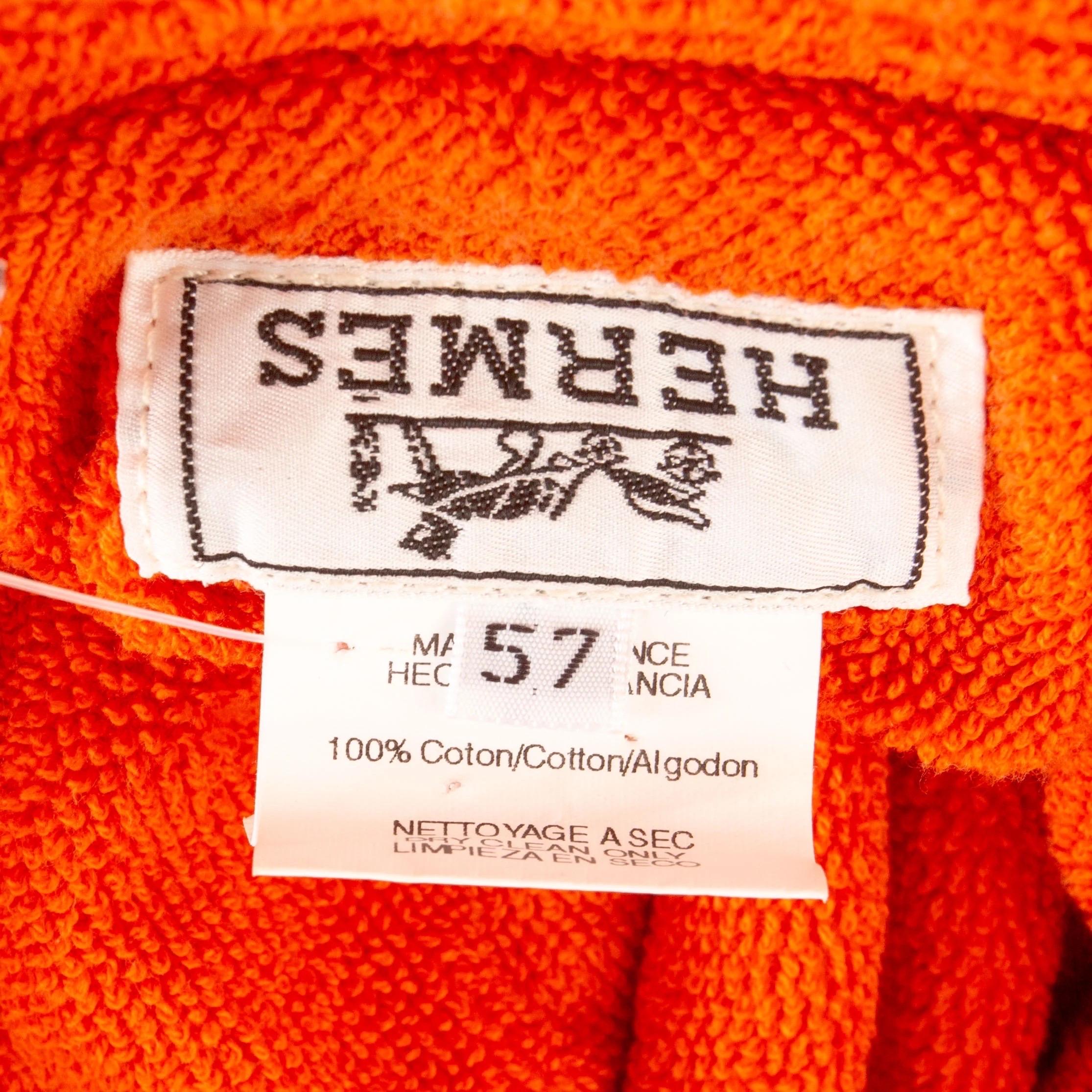 Hermès Orange Terry Cloth Wide Brim Bucket Hat 3