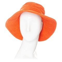Hermès Orange Terry Cloth Wide Brim Bucket Hat