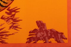 Hermes Orange Tiger Cubs Silk Gavroche Scarf