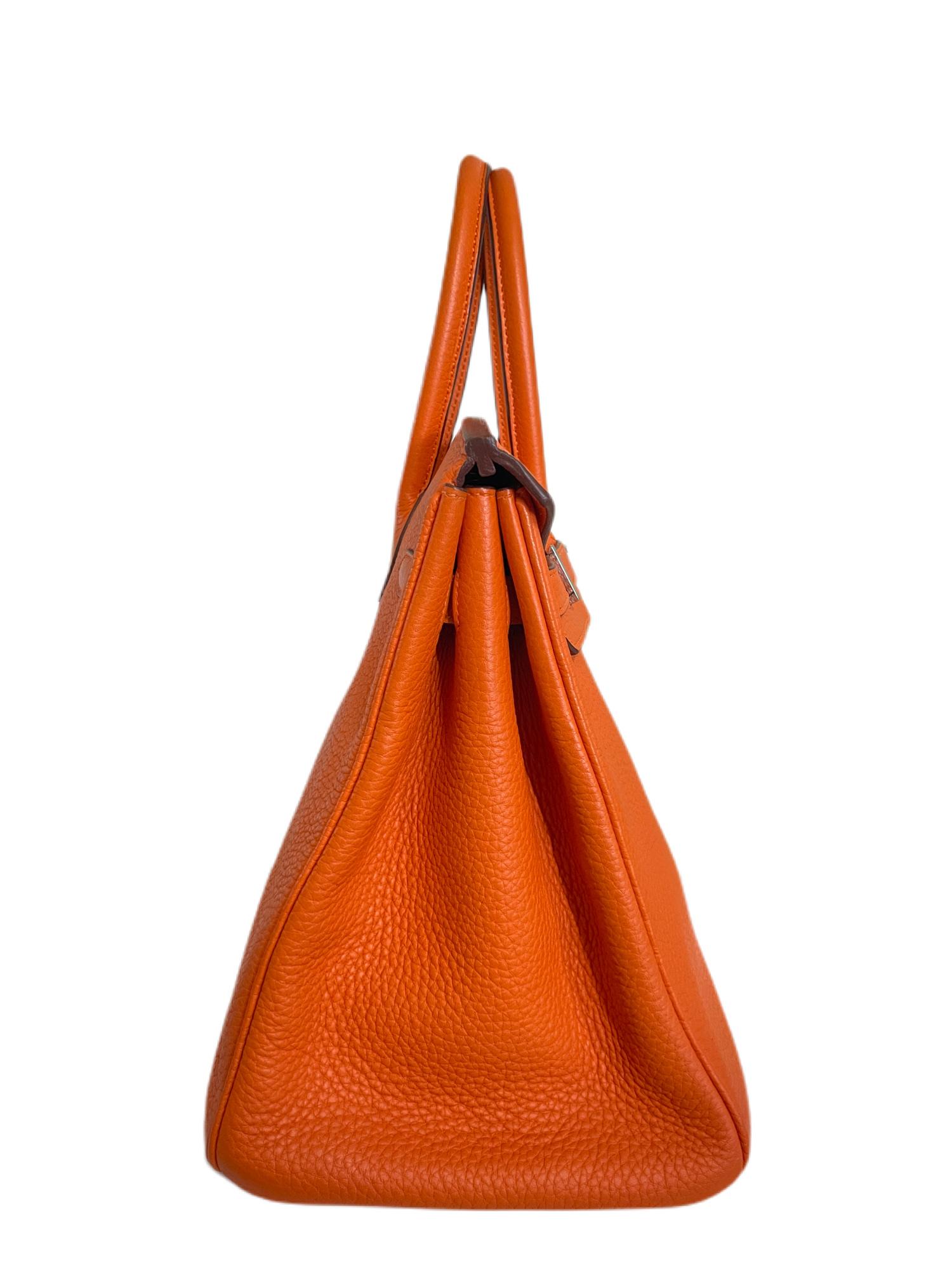 Women's Hermès Orange Togo 35 cm Birkin with Palladium