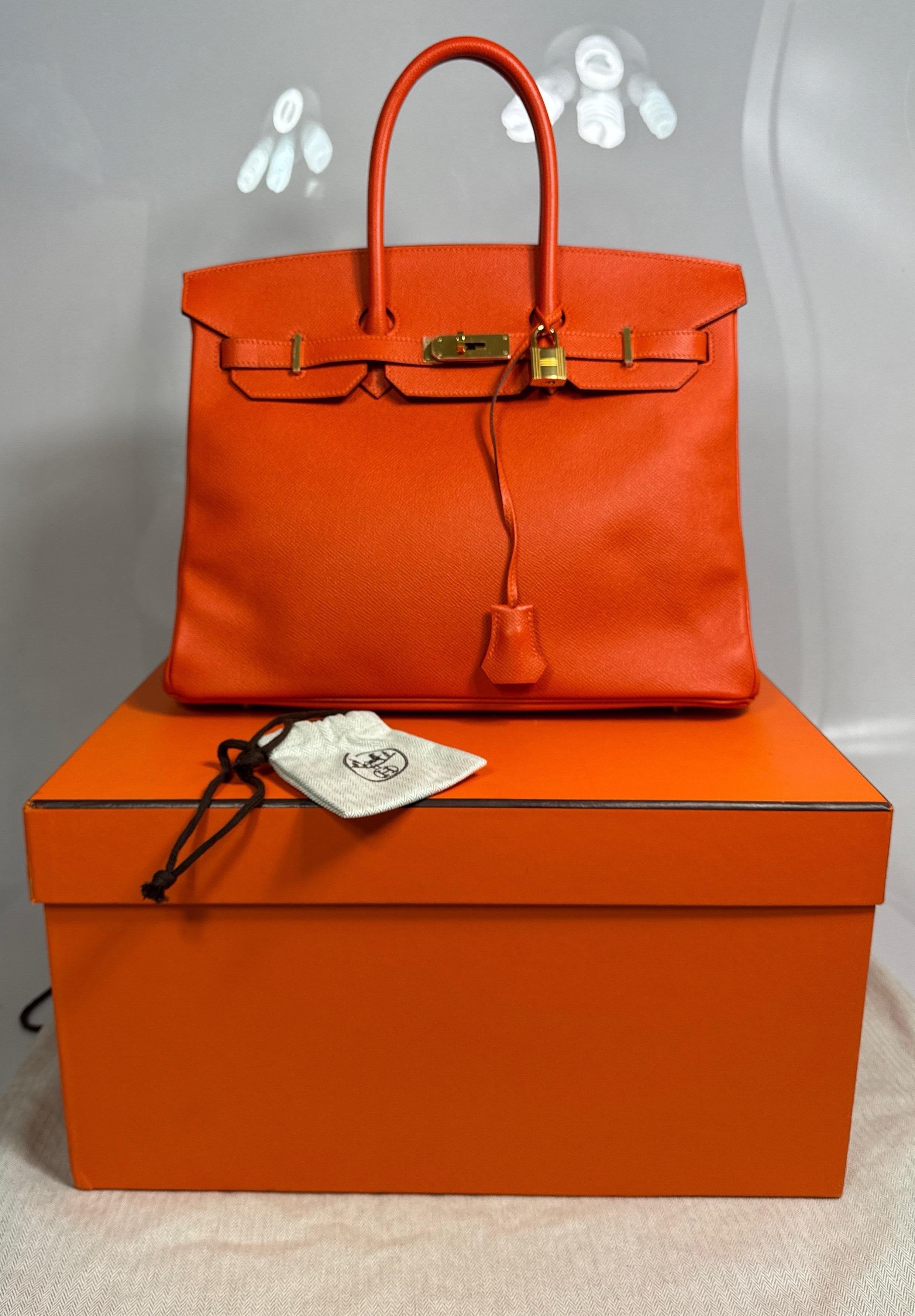 Hermes Orange Togo 35cm Birkin - 2016 - GHW - NEW NEVER CARRIED For Sale 8