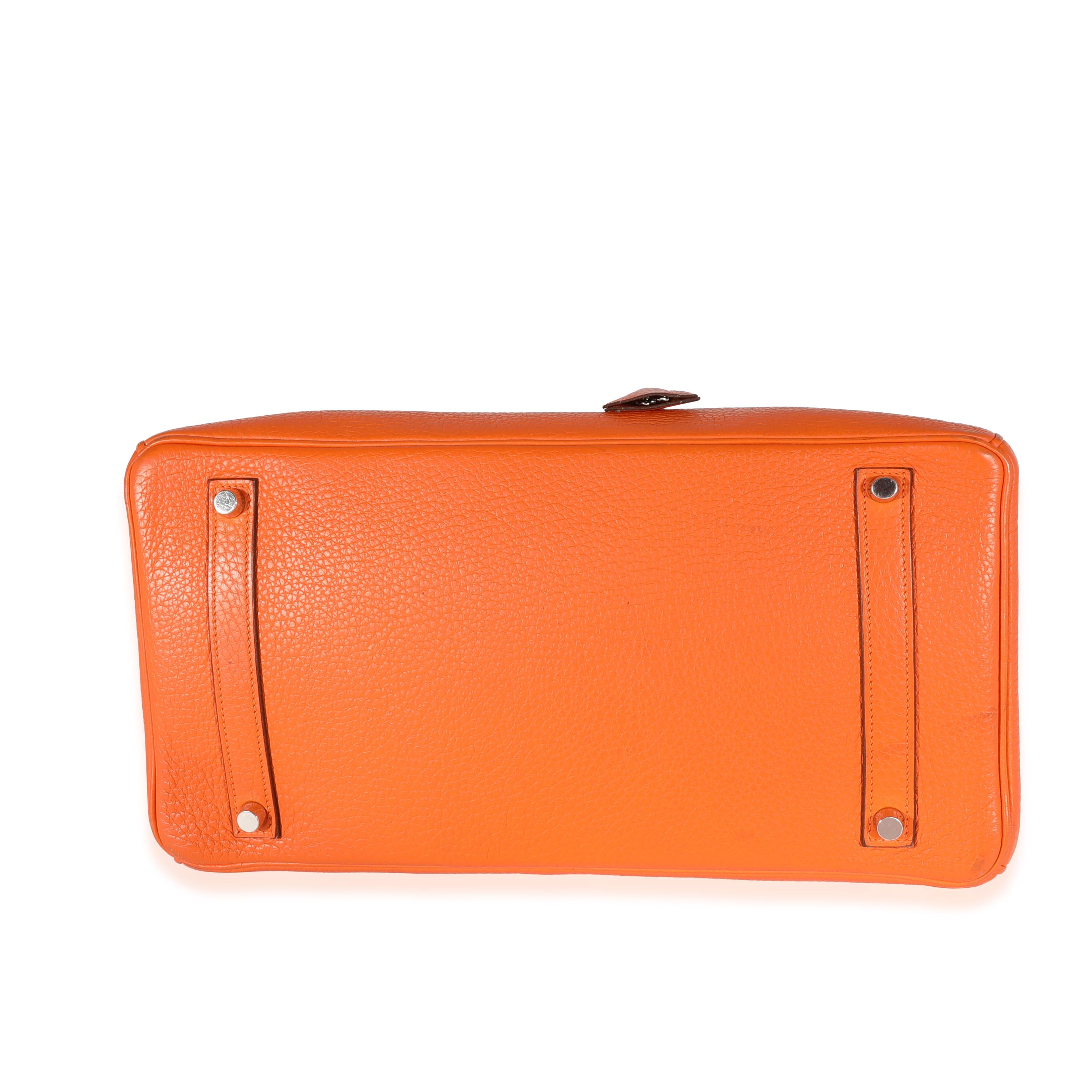 Hermès Orange Togo Birkin 35 PHW For Sale 3